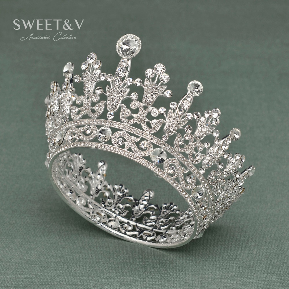    ü   ũ Ƽƶ - Ŭ ũŻ   ǽ    ź  ȸ/Eye-catching Full Round Queen Crown Tiara - Clear Crystal Princess Headpieces Ha